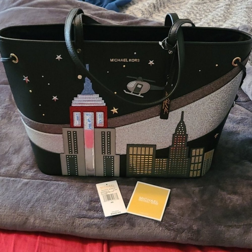 Michael kors Novelty Nouveau Jet Set Large Drawstring New York Tote Bag